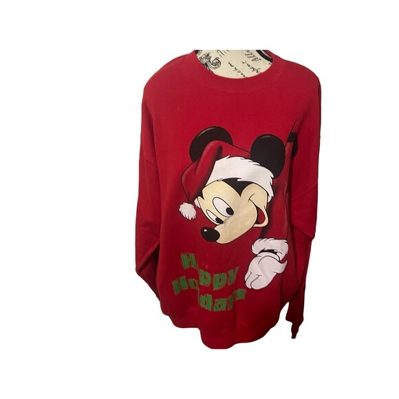 VTG Disney Designs Mickey Mouse Happy Holidays Red Sweatshirt Sz Large RARE - Picture 14 of 16